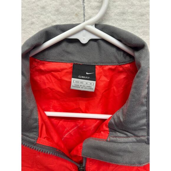 Nike Clima-Fit Vintage Nylon Reflective Full Zip Jacket Woman M 8-10 Red Grey - Picture 2 of 8